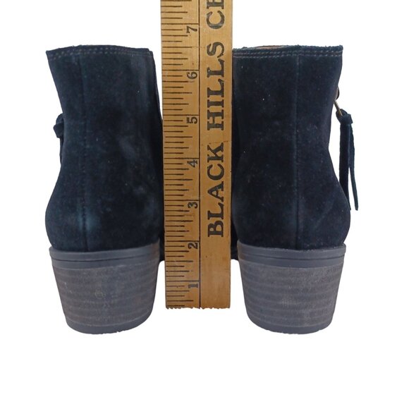 Booties Block Heel Side Zip Black Womens Size 7 White Mountain Suede Oval Toe - Picture 6 of 11